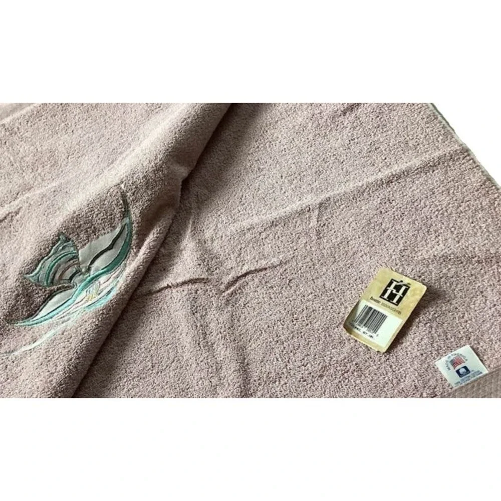 Vtg Towel Set 8 Pink Teal Angelfish Home Innovations Cozumel Bath Hand Fingertip